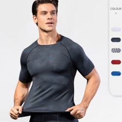Men's 3d Three-dimensional Printing Fitness Running Training Short Sleeve Amazon Tight Elastic Sweat-wicking Quick-drying 4023