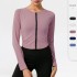 Women's yoga zipper long-sleeved sports running training fitness wear quick-drying elastic tight long-sleeved top 02517