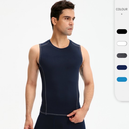 Men's sports vest, round-neck tight-fitting training running fitness suit, elastic sweat-wicking quick-drying top, waistcoat 01108 Men's sports vest, round-neck tight-fitting training running fitness suit, elastic sweat-wicking quick-drying top, waistcoat 01108