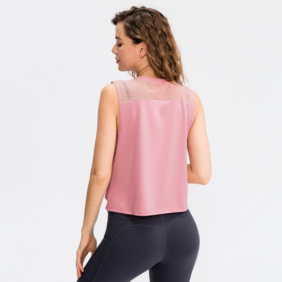 Women's sports vest, sleeveless breathable running quick-drying top, loose casual yoga wear 02115