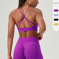 European And American Yoga Bra Female Sexy Beautiful Back Sports Underwear Gather Shock Absorption Fitness Running Sports Bra 52758