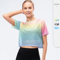 Women's loose running exercise short-sleeved quick-drying breathable fitness T-shirt, outdoor training yoga top 10104
