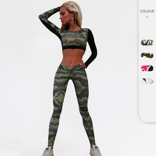 Women's fitness yoga pants, sports running training, cross-border tight quick-drying camouflage pants 5012+5015 Women's fitness yoga pants, sports running training, cross-border tight quick-drying camouflage pants 5012+5015