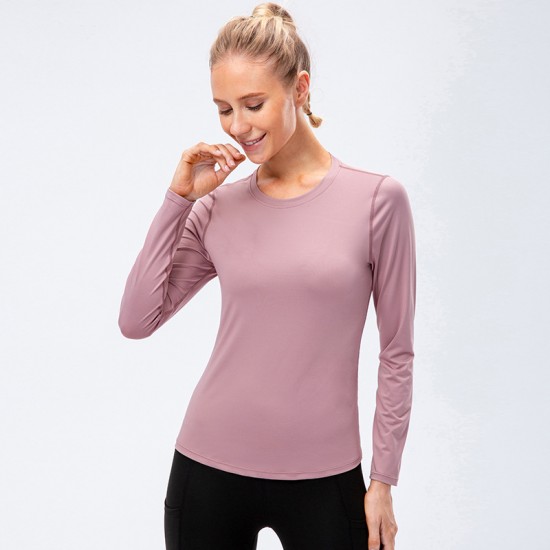 Women's autumn and winter yoga exercise long-sleeved quick-drying breathable mesh fabric patchwork elastic running exercise fitness wear 12522 Women's autumn and winter yoga exercise long-sleeved quick-drying breathable mesh fabric patchwork elastic running exercise fitness wear 12522