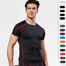 Men's Pro Tight Short-sleeved Fitness Sports Running Training Clothing Elastic Quick-drying Clothes Short-sleeved T-shirt Clothes 1053