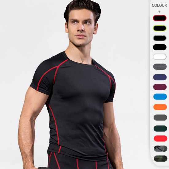 Men's Pro Tight Short-sleeved Fitness Sports Running Training Clothing Elastic Quick-drying Clothes Short-sleeved T-shirt Clothes 1053 Men's Pro Tight Short-sleeved Fitness Sports Running Training Clothing Elastic Quick-drying Clothes Short-sleeved T-shirt Clothes 1053