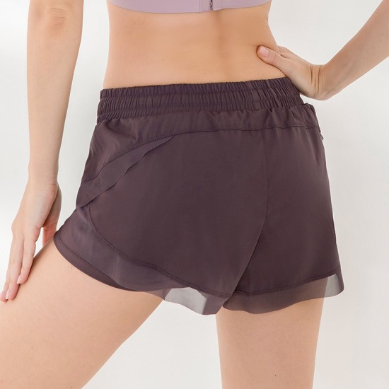 Two pairs of sports shorts for women, anti-glare loose mesh, running and fitness pants, quick-drying yoga pants MDK3011
