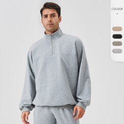Men's autumn and winter sports sweatshirt, loose stand-up collar, running long-sleeved, half-zipper casual training and fitness wear, 41521