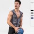 Men's tight-fitting sleeveless vest, running training fitness suit, zipper hooded quick-drying coat 9006