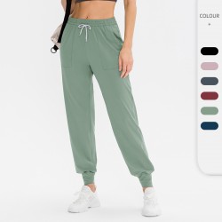 New loose yoga long pants, women's elastic, casual sports, elastic corset pants, quick-drying running and fitness pants 12362