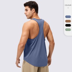 Men's Loose Fitness Vest Round Neck Running Sports Top European And American Quick-drying Breathable Training I-shaped Vest 41115