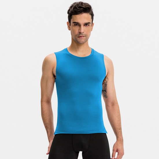 Men's fitness vest, tight training round-neck waistcoat, high-elasticity quick-drying sports running top 01106