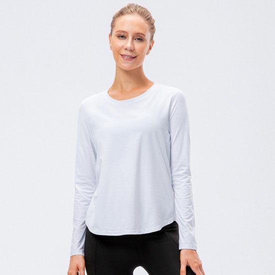 Women's autumn and winter yoga exercise long-sleeved loose casual quick-drying breathable round-neck T-shirt fitness wear top 12526 Women's autumn and winter yoga exercise long-sleeved loose casual quick-drying breathable round-neck T-shirt fitness wear top 12526
