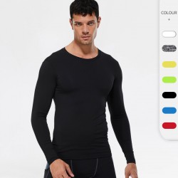 Solid color Men's PRO Fitness Exercise Running Tight T-shirt Elastic Sweat-wicking Quick-drying long-sleeved shirt 4002