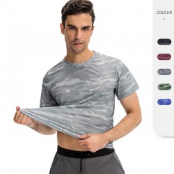 Men's sports loose T-shirt, outdoor training gym running camouflage quick-drying breathable short-sleeved top 01214