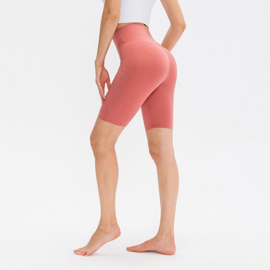Ladies' pocket yoga shorts, tight-fitting waist, peach-hip fitness quick-drying shorts, running sports pants 12419 Ladies' pocket yoga shorts, tight-fitting waist, peach-hip fitness quick-drying shorts, running sports pants 12419