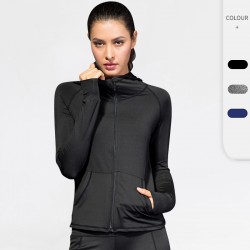 Women's autumn and winter fitness jacket, yoga training, running, zipper sports, casual hoodie, quick-drying jacket 8002