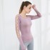 Autumn and winter women's yoga wear, sexy long-sleeved side-cutout T-shirt, running and fitness exercise quick-drying breathable wear 92503