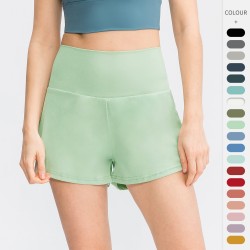 Women's Loose Tennis Running Shorts Fake Two-piece Anti-light Ice Nylon Yoga Fitness Pants 02414