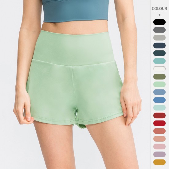 Women's Loose Tennis Running Shorts Fake Two-piece Anti-light Ice Nylon Yoga Fitness Pants 02414 Women's Loose Tennis Running Shorts Fake Two-piece Anti-light Ice Nylon Yoga Fitness Pants 02414