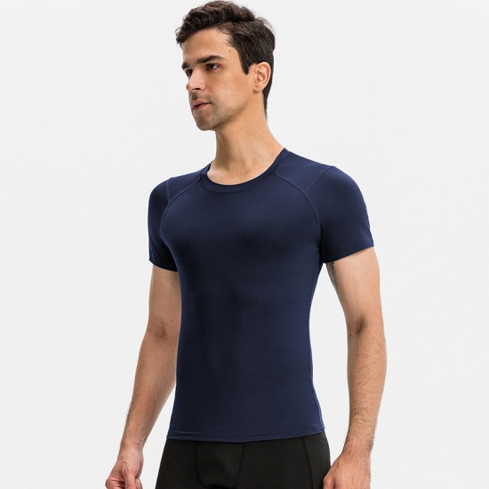Men's Pro Fitness Short Sleeve Tight Running Training Sportswear High Elastic Sweat-wicking Quick-drying Jacket T-shirt 01219 Men's Pro Fitness Short Sleeve Tight Running Training Sportswear High Elastic Sweat-wicking Quick-drying Jacket T-shirt 01219