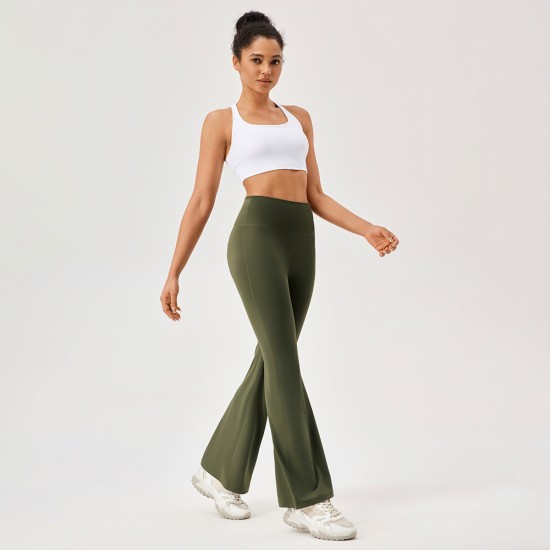 Yoga flared pants, women's nude, high-waisted, hip-lifting, running and fitness, wide-leg pants, elastic quick-drying sports long pants 42302 Yoga flared pants, women's nude, high-waisted, hip-lifting, running and fitness, wide-leg pants, elastic quick-drying sports long pants 42302