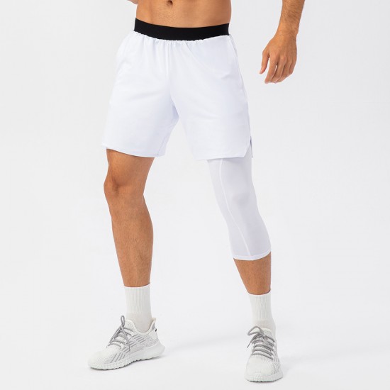 Men's tight single-leg fitness pants, pocket long and short leg basketball training leggings, quick-drying seven-point sports pants 21329 Men's tight single-leg fitness pants, pocket long and short leg basketball training leggings, quick-drying seven-point sports pants 21329