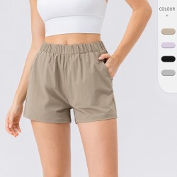 European and American loose sports shorts for women, high-waisted, quick-drying, form-fitting and hip-lifting fitness running shorts 42455