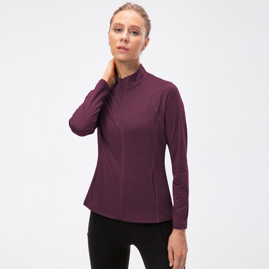 Women's Autumn And Winter Zipper Long Sleeve Sports Jacket Tight Fitness Yoga Clothing Stretch Quick-drying Running Top 12613 Women's Autumn And Winter Zipper Long Sleeve Sports Jacket Tight Fitness Yoga Clothing Stretch Quick-drying Running Top 12613