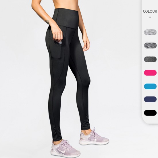 Women's ultra-high waist yoga pants with diagonal pockets, fitness running training, elastic quick-drying tight sports long pants 2060