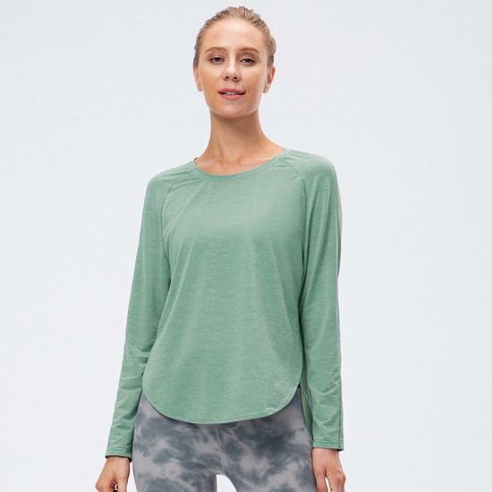 Women's autumn and winter yoga wear, loose and slimming, long-sleeved T-shirt for running and exercise, quick-drying and breathable training and fitness wear 12529