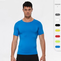 Men's Pro Fitness Sports Running Tights T-shirt Amazon Hot Selling Stretch Quick-drying Clothes Short-sleeved Shirt 4001
