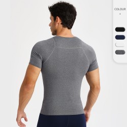 Men's tight-fitting fitness short-sleeved high-elasticity breathable fitness quick-drying clothes moisture-absorbing and sweat-wicking running training sports T-shirt