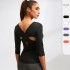 Women's yoga wear, fitness running, sports dancing, tight quick-drying top, crossed mid-length sleeve 92501