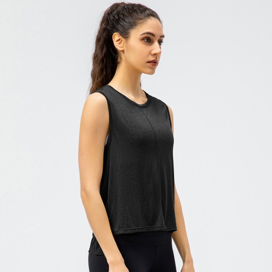 Spring and summer new women's loose yoga vest, quick-drying breathable fitness wear, running casual sports smoece 22135 Spring and summer new women's loose yoga vest, quick-drying breathable fitness wear, running casual sports smoece 22135